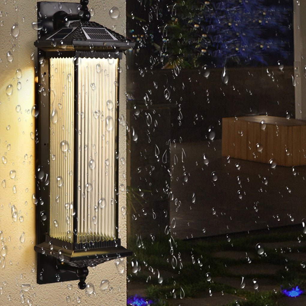 Vintage gestreiften Glas Schatten IP55 wasserdicht Retro Solar Lichter im Freien