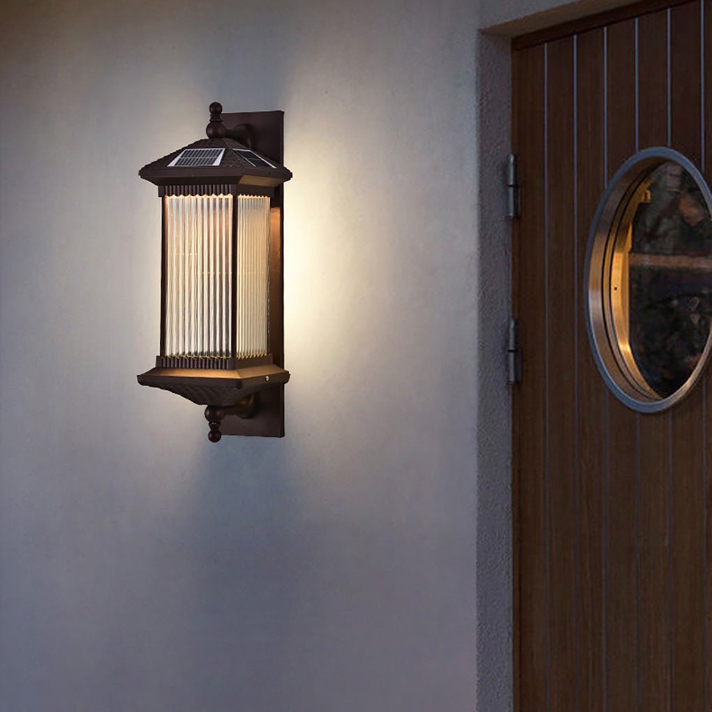 Vintage gestreiften Glas Schatten IP55 wasserdicht Retro Solar Lichter im Freien