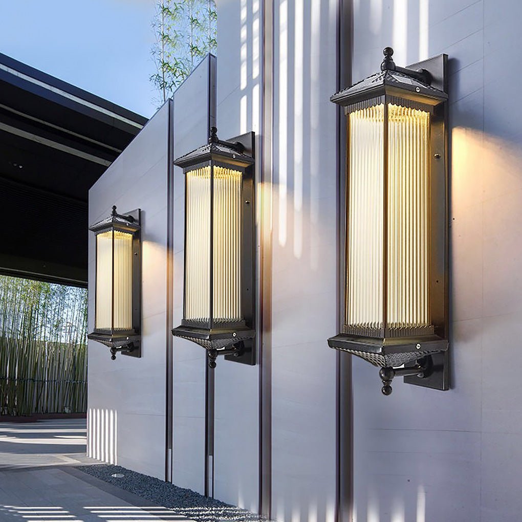 Vintage gestreiften Glas Schatten IP55 wasserdicht Retro Solar Lichter im Freien