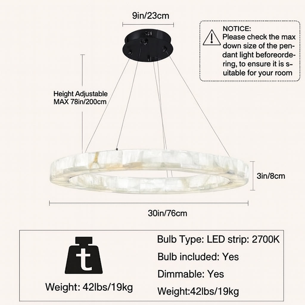 Soluna Alabaster Round Chandelier 30"D