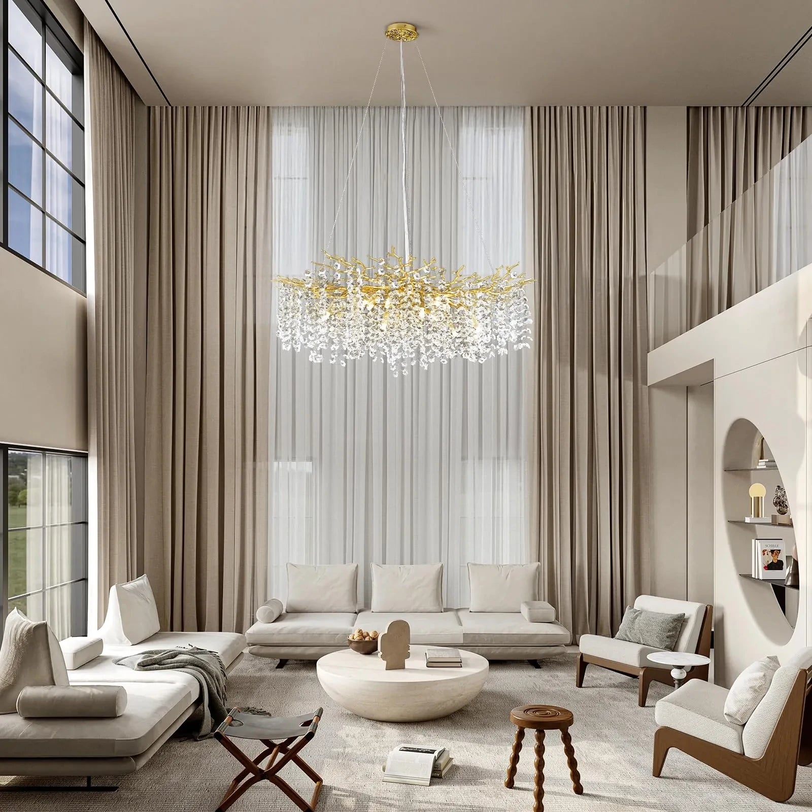 Lustre Branches Kristall-Kronleuchter, rund, für alle Räume, 40 Zoll