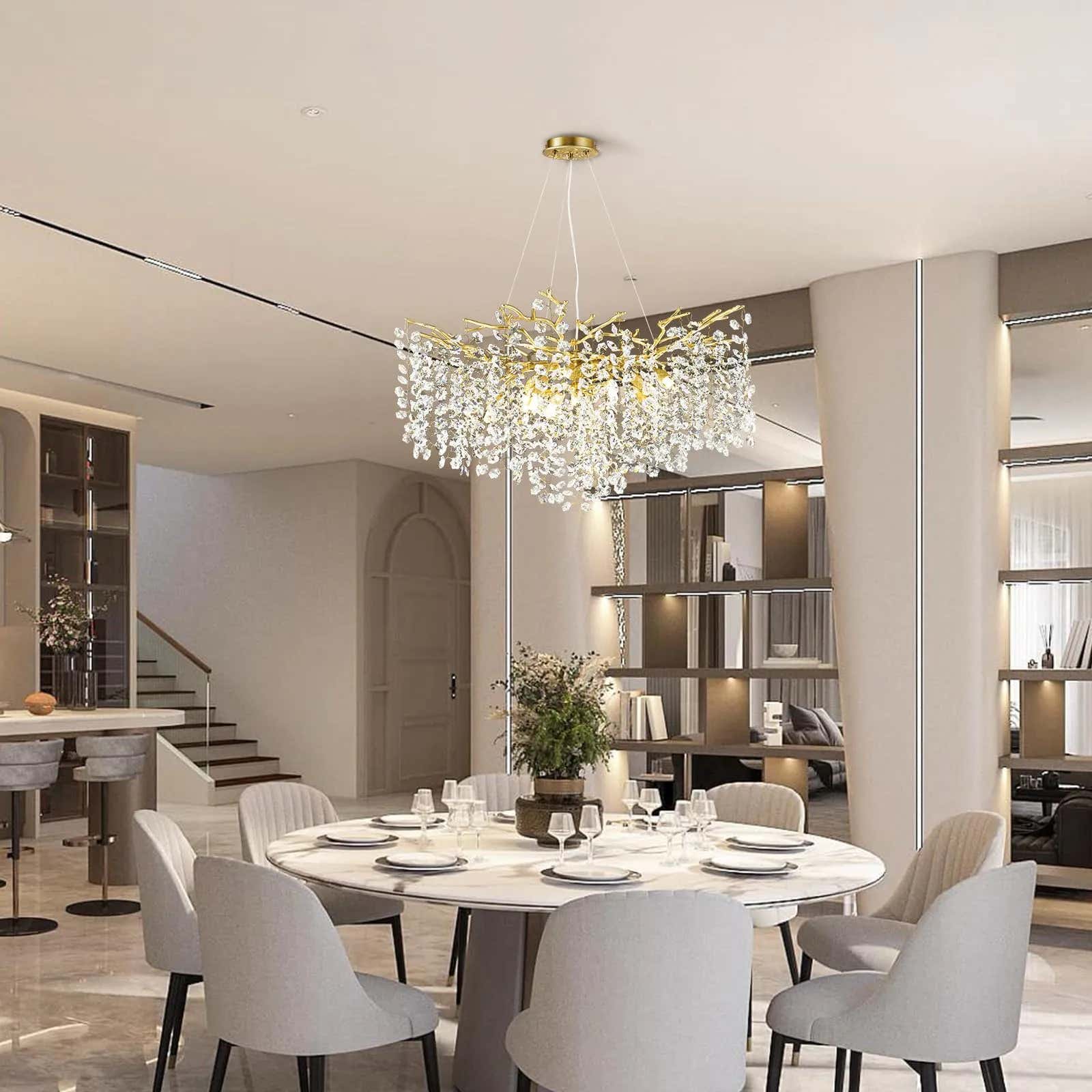 Lustre Branches Crystal Round Chandelier for All Rooms 30"D