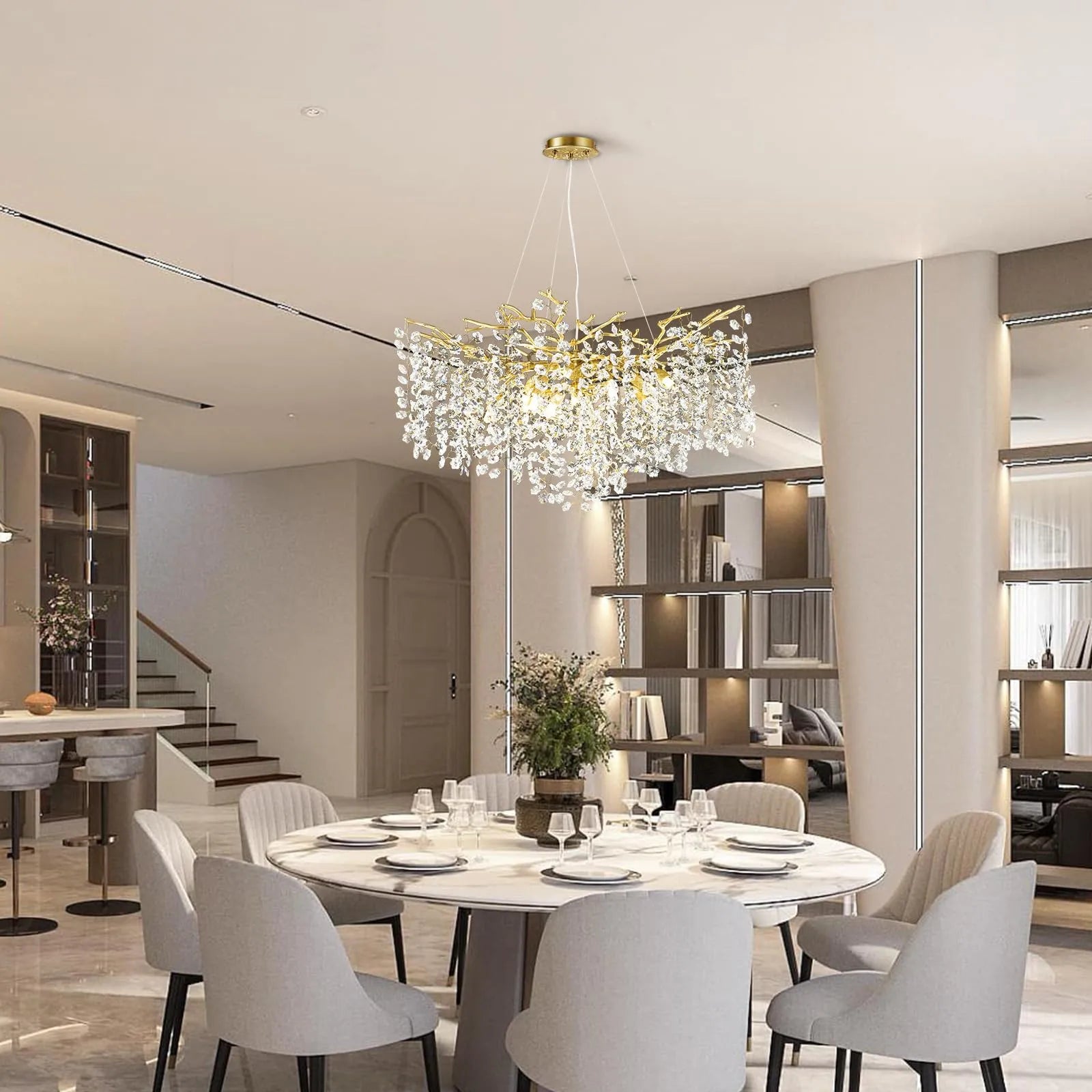 Lustre Branches Kristall-Kronleuchter, rund, für alle Räume, 76,2 cm