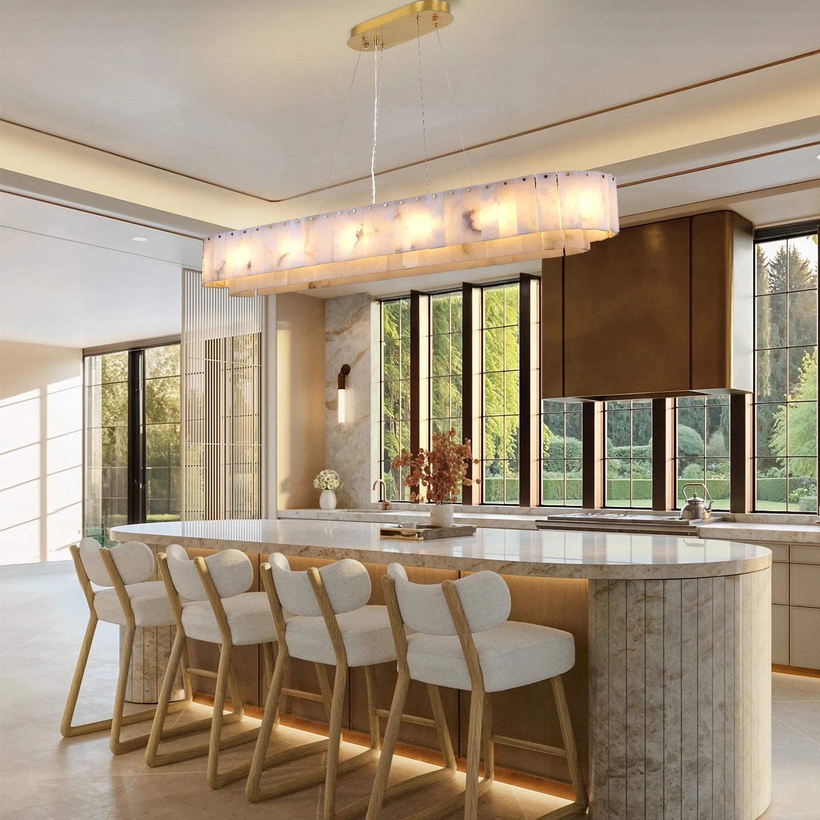 Sawyer Alabaster Oval Chandelier 54"