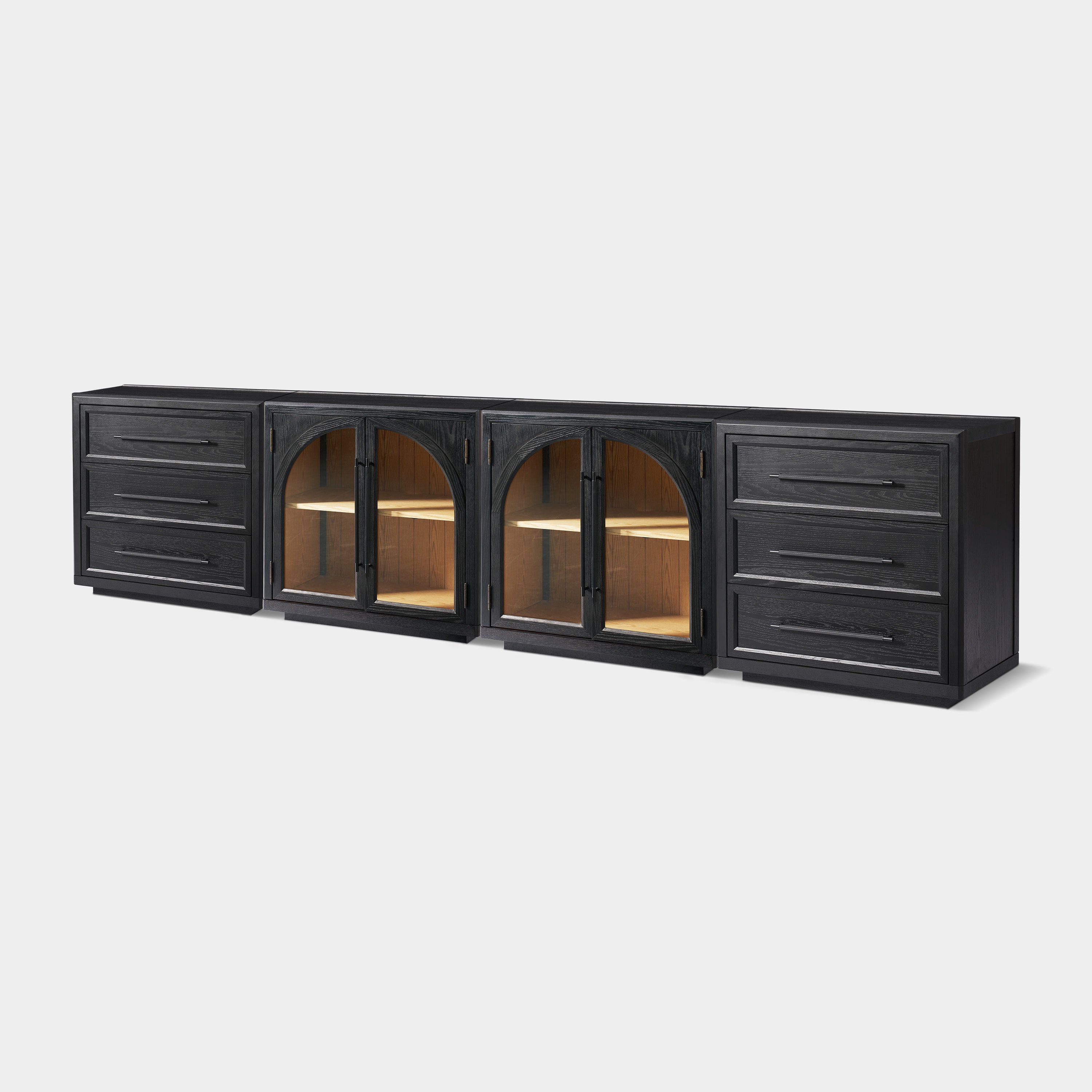 Alvar Arched 126″ Modulare Medienkonsole aus Eiche (4er-Set)