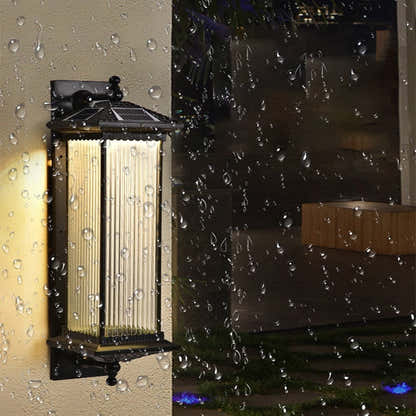 Vintage gestreiftes Glas wasserdichte LED Retro Solar Außenwandleuchten