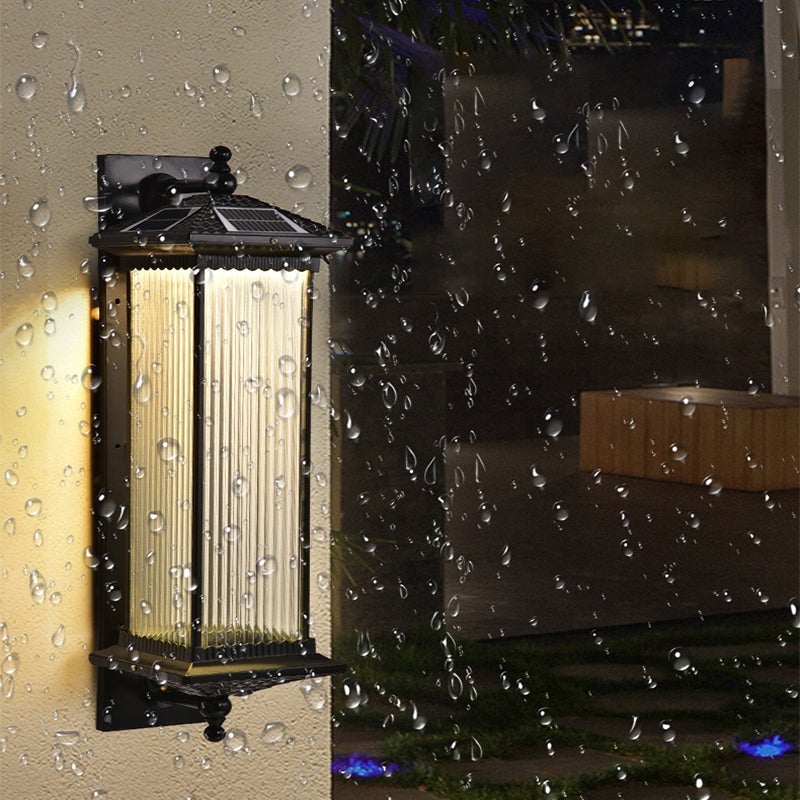 Vintage gestreiftes Glas wasserdichte LED Retro Solar Außenwandleuchten