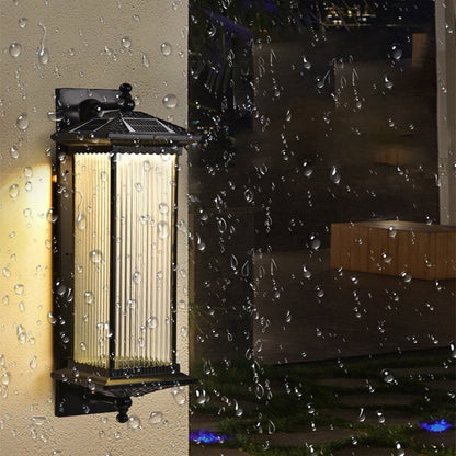 Vintage gestreiftes Glas wasserdichte LED Retro Solar Außenwandleuchten
