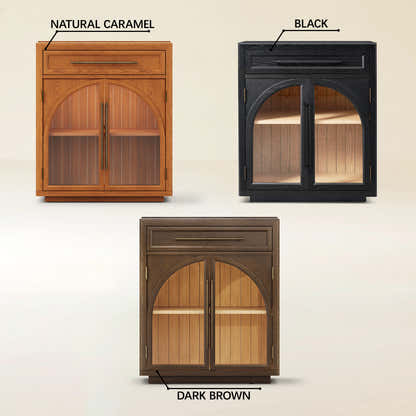 Alvar gewölbter 32-Zoll-Lagerschrank aus Eiche mit Schubladen