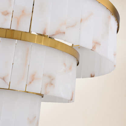 Solmare Alabaster Round Chandelier 34"#Finish_Gold