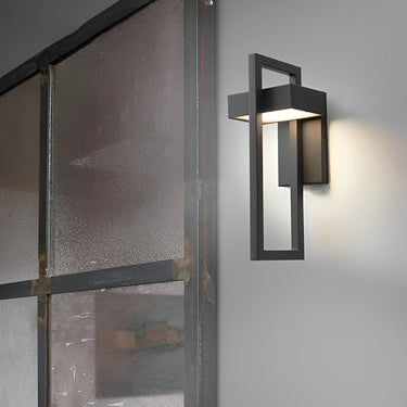 Rechteckige minimalistische LED-wasserdichte schwarze moderne Außenwandleuchte