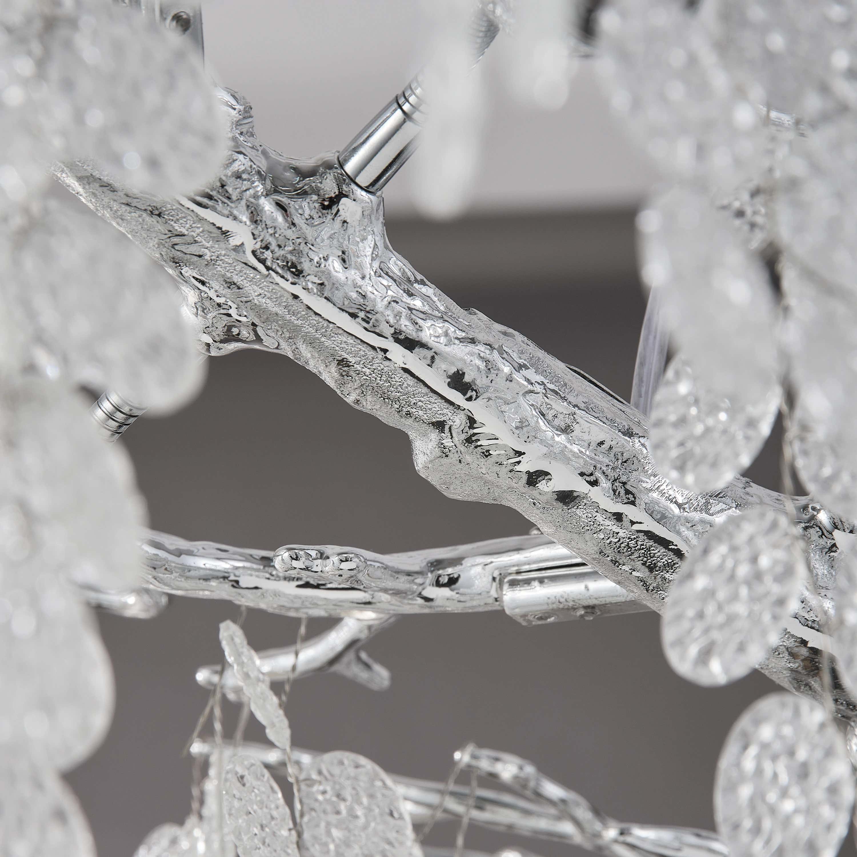 Shiro Noda Crystal Tree Branch Linear Chandelier 72"W#Finish_Silver