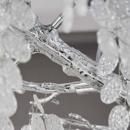 Shiro Noda Crystal Tree Branch Linear Chandelier 72"W#Finish_Silver