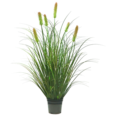 Künstliches 6-köpfiges kurzes Kieferngras mit gebogenem Zwiebelgras-Bonsai, 10,9 cm hoch