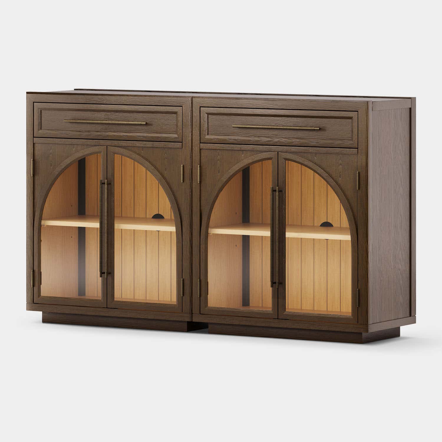 Alvar gewölbtes 64" Sideboard aus Eiche mit Schubladen (2er-Set)