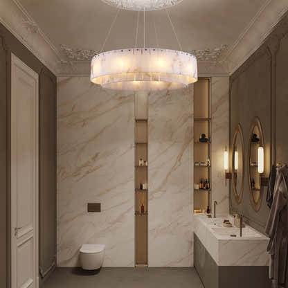 Sawyer Alabaster Round Chandelier 32"