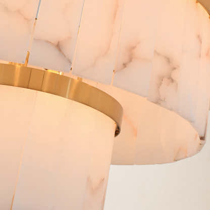 Solmare Alabaster Round Chandelier 34"#Finish_Gold