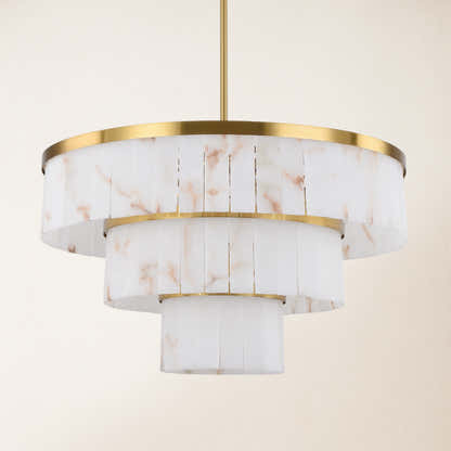 Solmare Alabaster Round Chandelier 34"#Finish_Gold