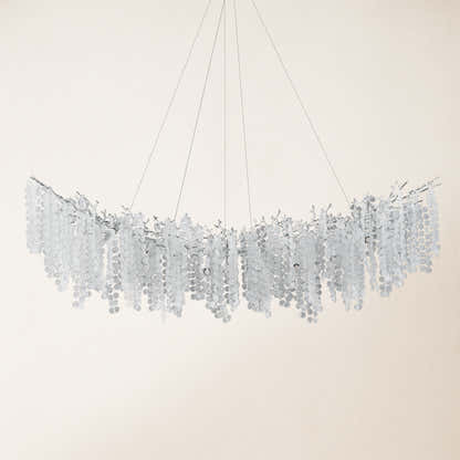 Shiro Noda Crystal Tree Branch Linear Chandelier 72"W#Finish_Silver