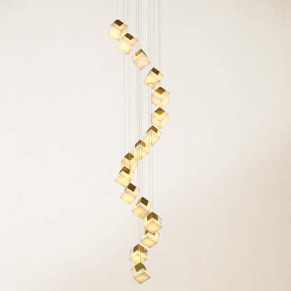 Dave Alabaster High Ceiling Staircase Chandelier 24"D