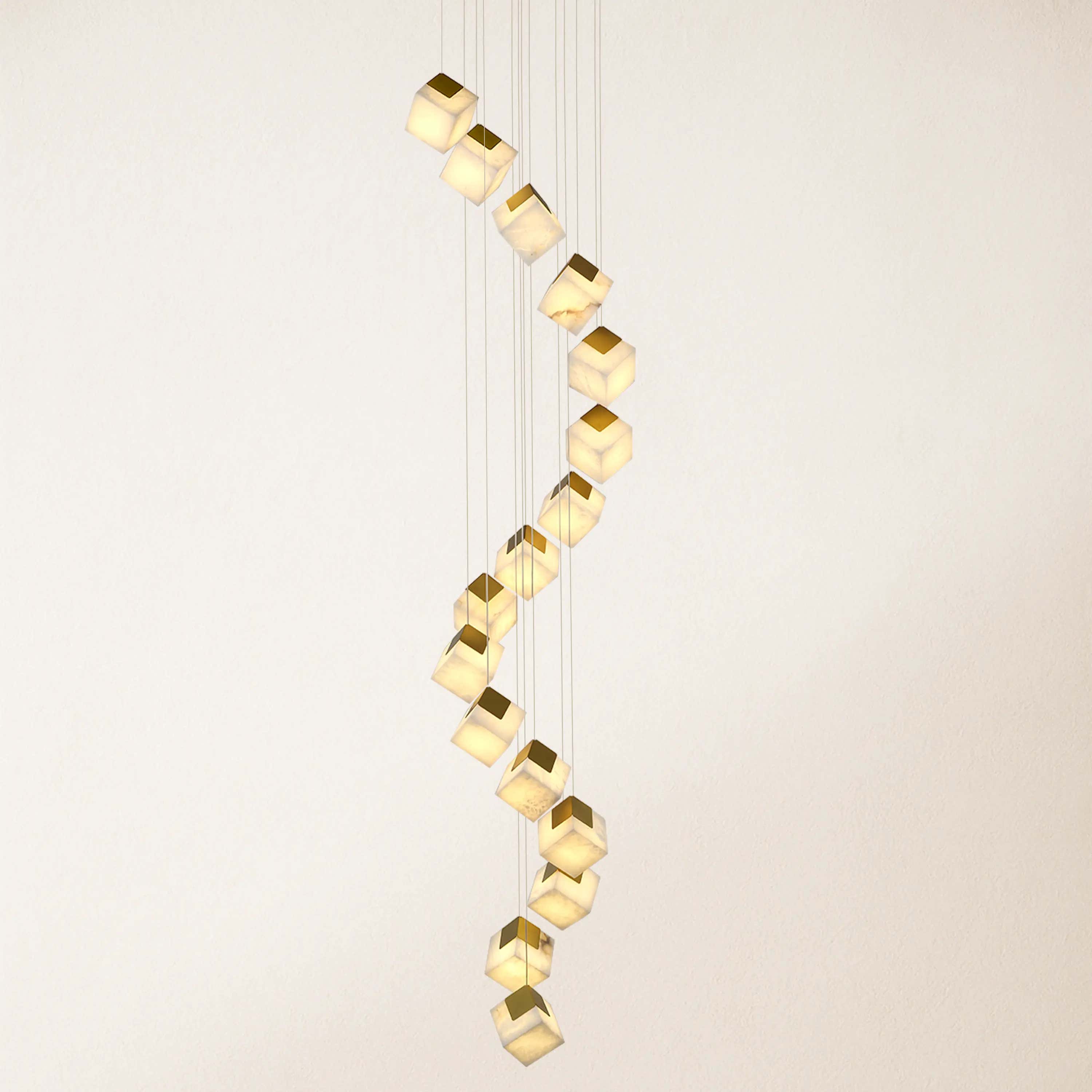 Dave Alabaster High Ceiling Staircase Chandelier 24"D