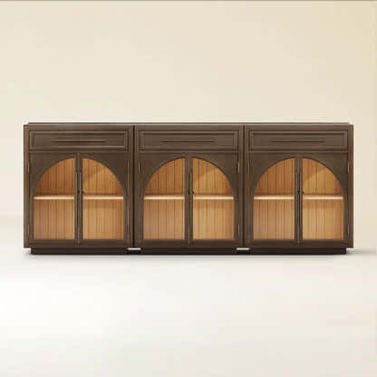Alvar gewölbtes 96" Sideboard aus Eiche mit Schubladen (3er-Set)