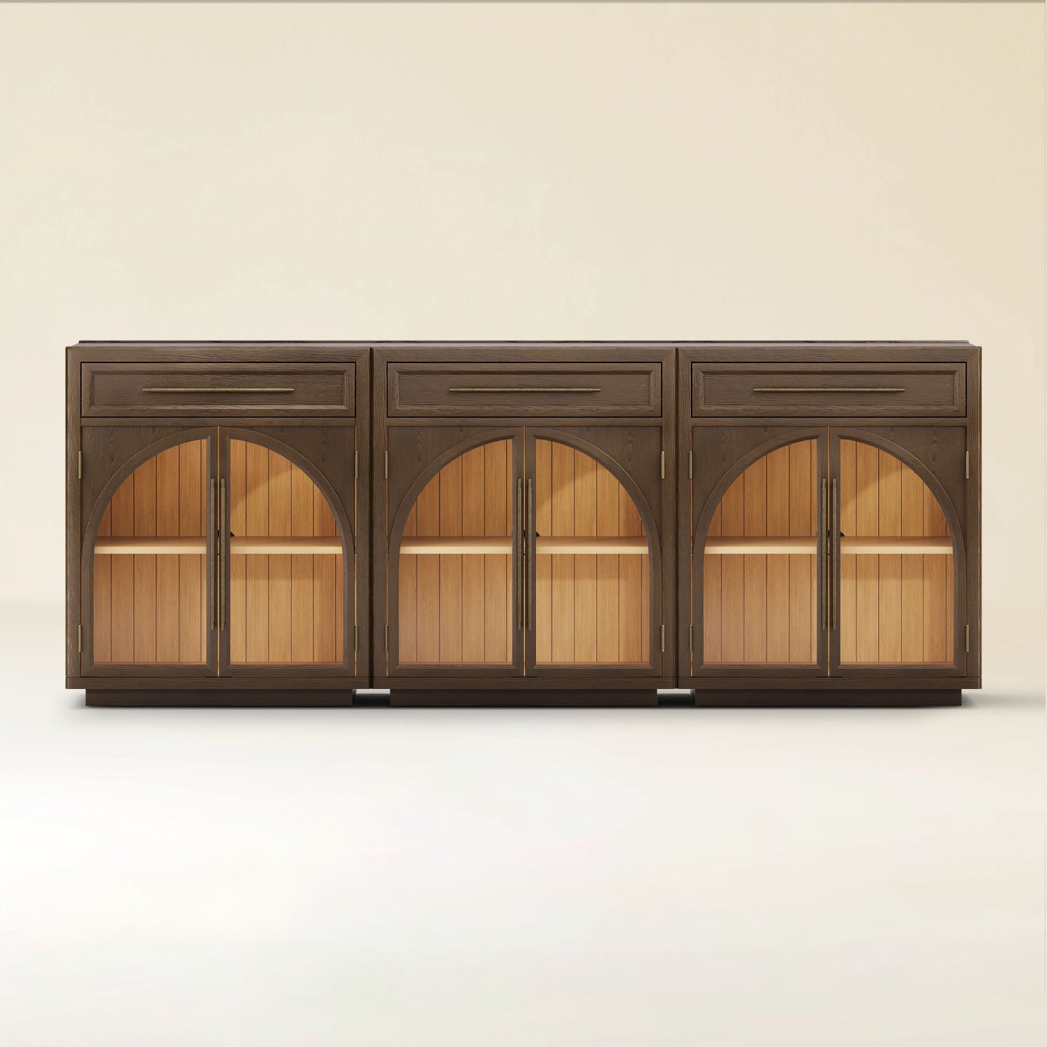 Alvar gewölbtes 96" Sideboard aus Eiche mit Schubladen (3er-Set)