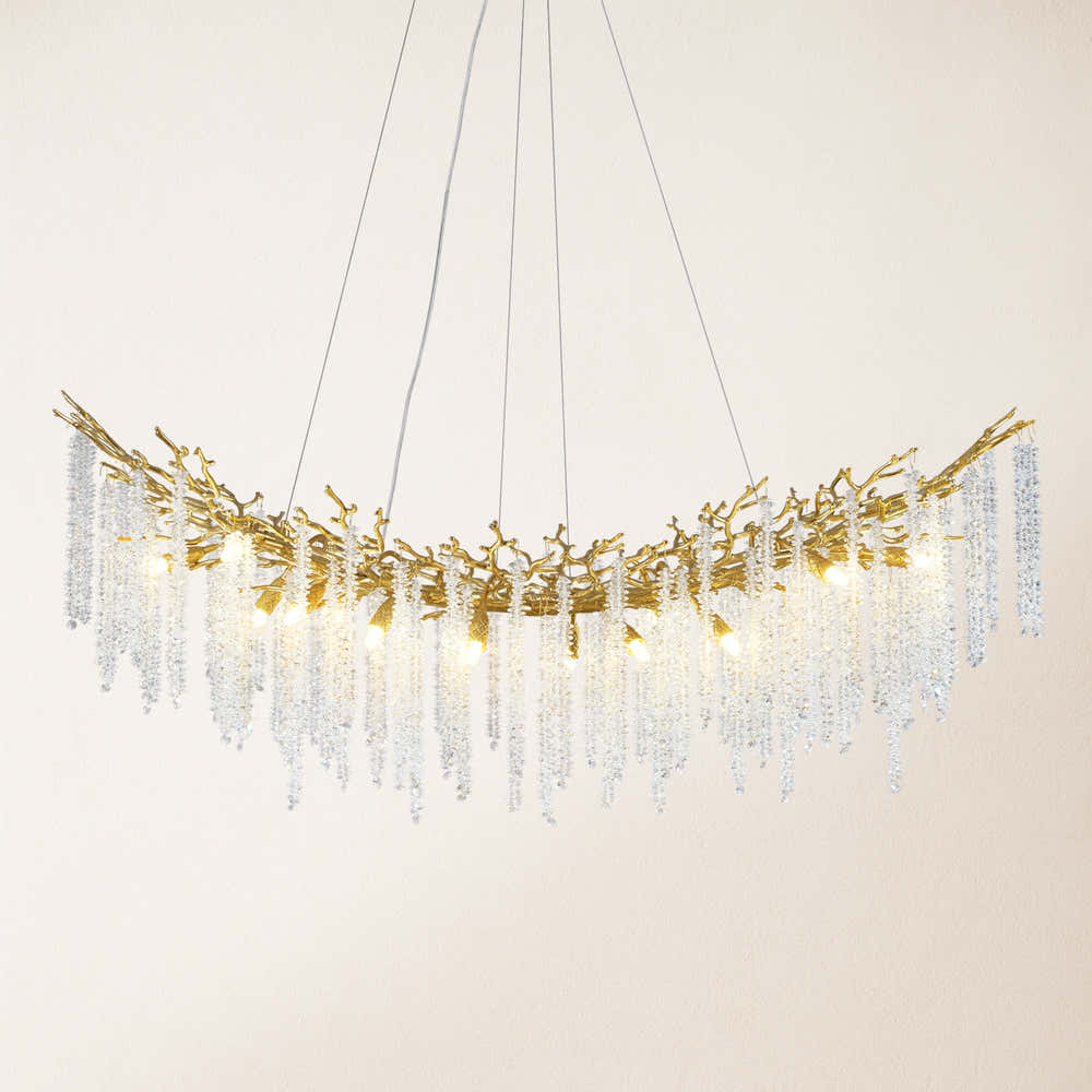 Snow Tree Branches Linear Chandelier 55''L#Finish_Gold