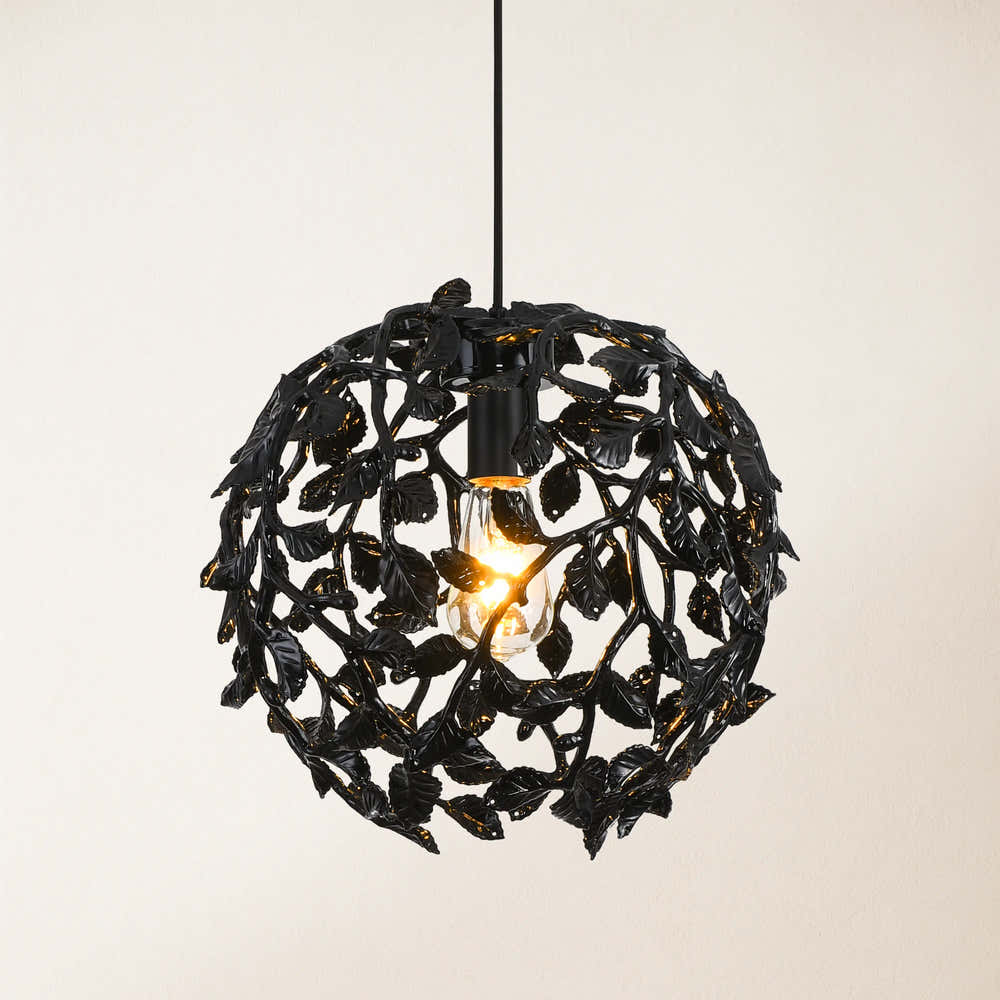 Elara Black Spherical Cage Chandelier  14"D
