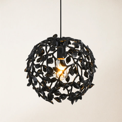 Elara Black Spherical Cage Chandelier  14"D
