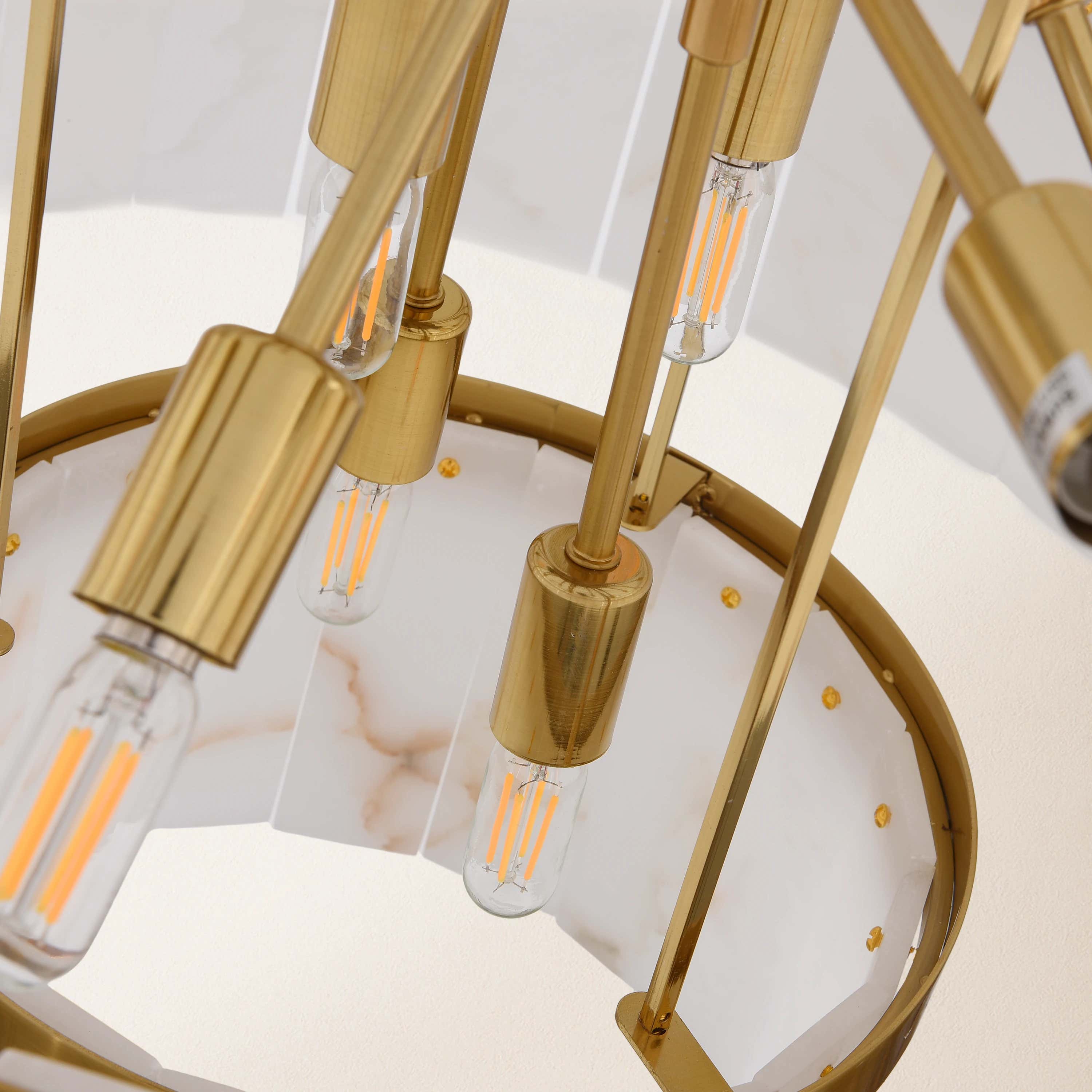 Solmare Alabaster Round Chandelier 34"#Finish_Gold