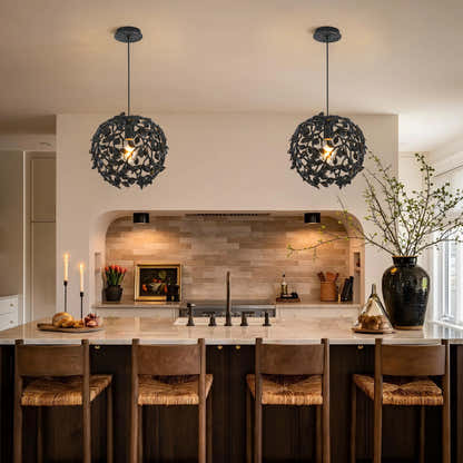 Elara Black Spherical Cage Chandelier  14"D