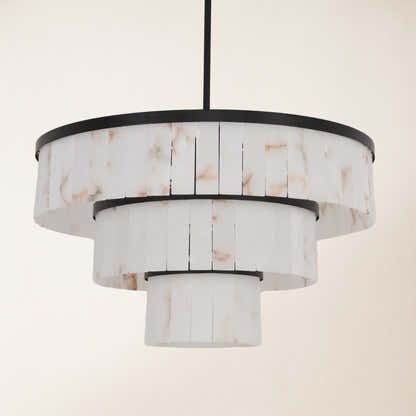 Solmare Alabaster Round Chandelier 34"#Finish_Black