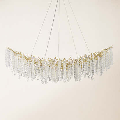 Shiro Noda Crystal Tree Branch Linear Chandelier 72"W#Finish_Gold