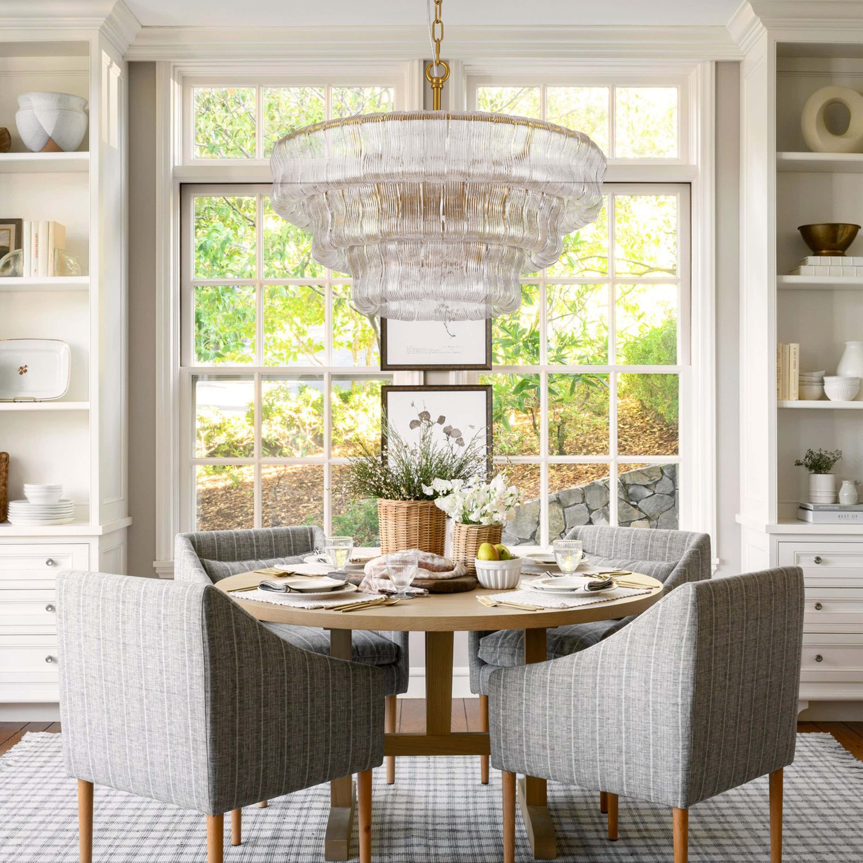 Ondalia Tiered Glass Round Chandelier 24"D