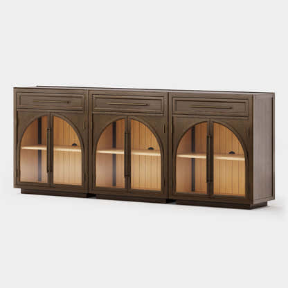 Alvar gewölbtes 96" Sideboard aus Eiche mit Schubladen (3er-Set)