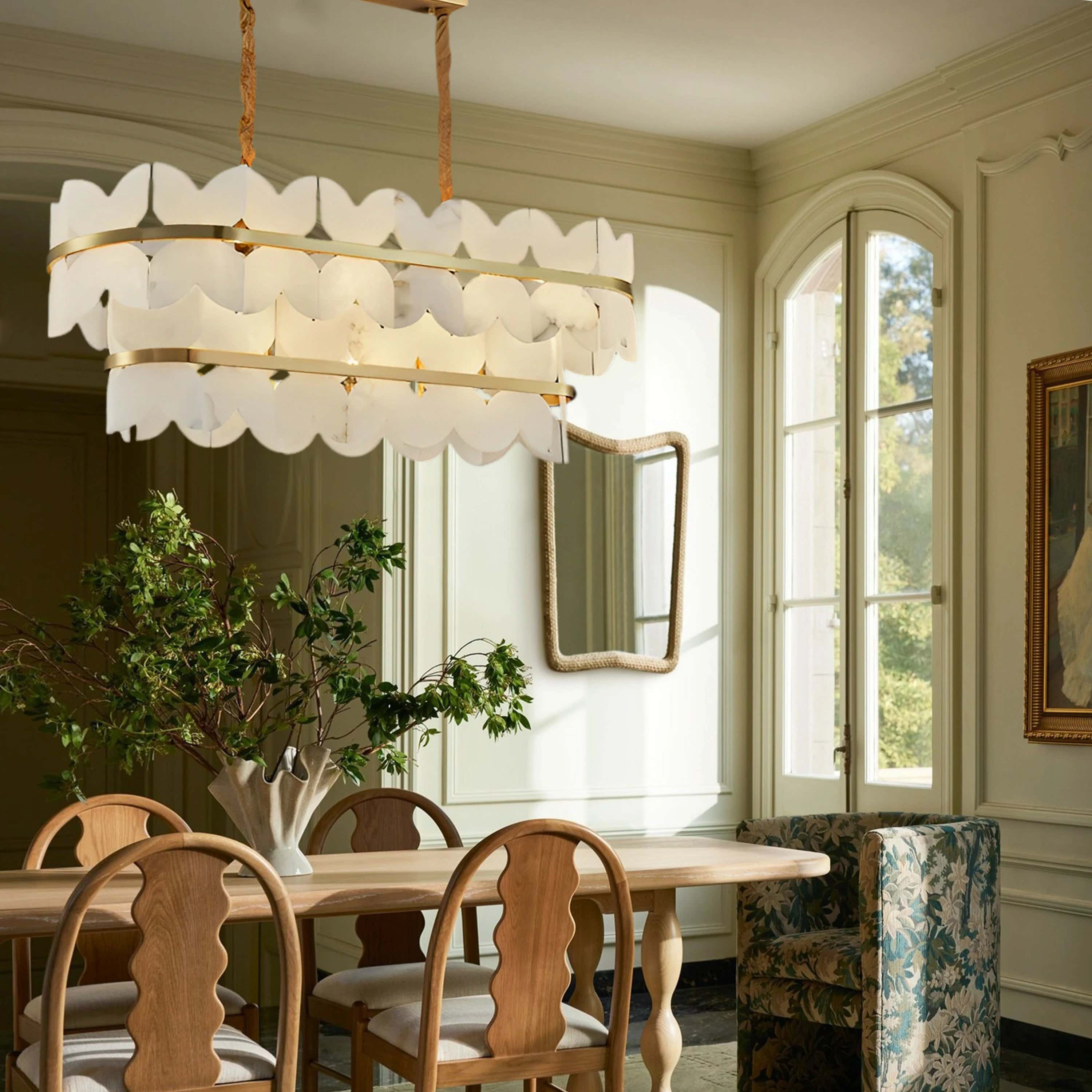 Cloudscape Alabaster 2-Tier Brass Chandelier 39″