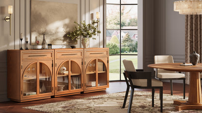 Alvar gewölbtes 96" Sideboard aus Eiche mit Schubladen (3er-Set)