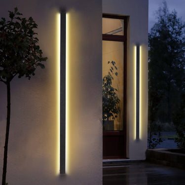 LED Lange Lineare Wasserdichte Schwarze Minimalistische Außenwandleuchten Aus Metall