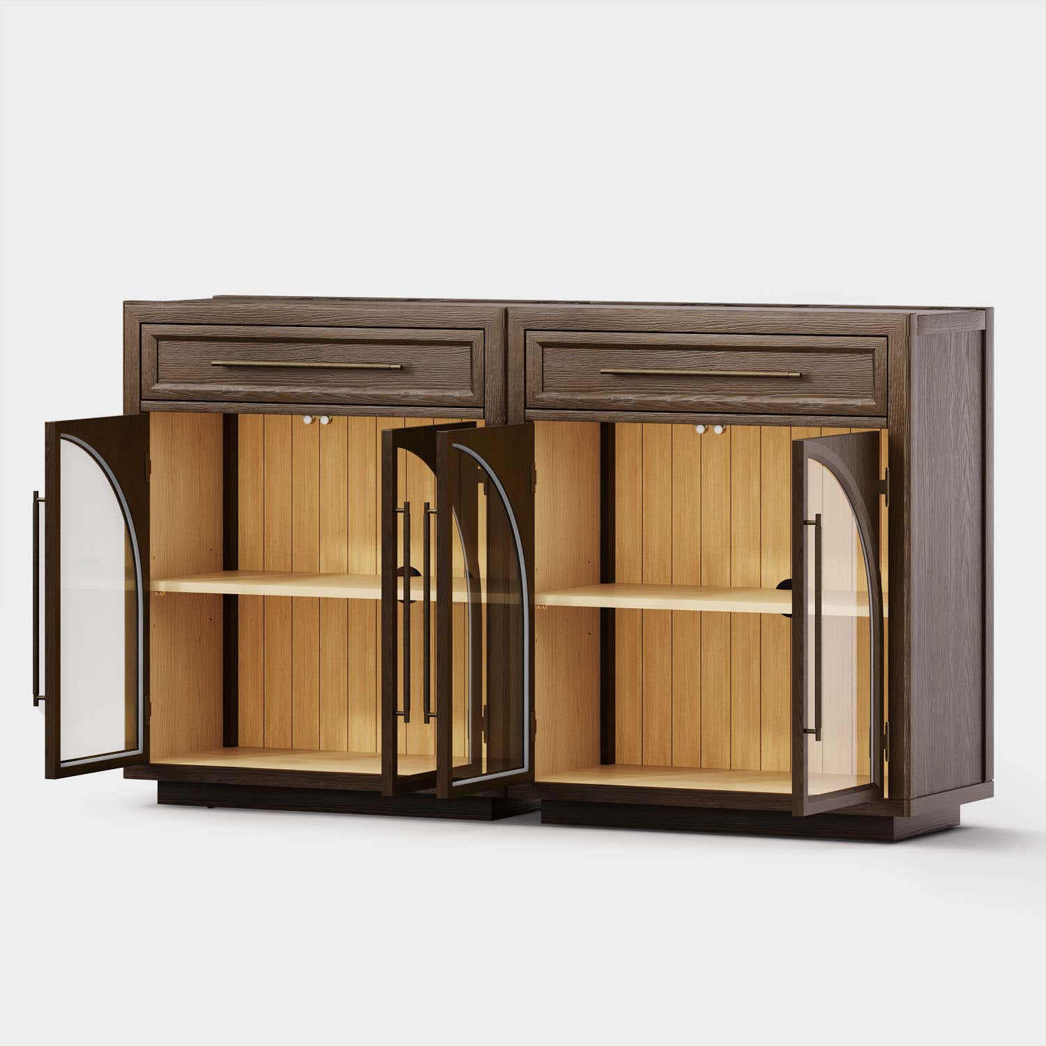 Alvar gewölbtes 64" Sideboard aus Eiche mit Schubladen (2er-Set)