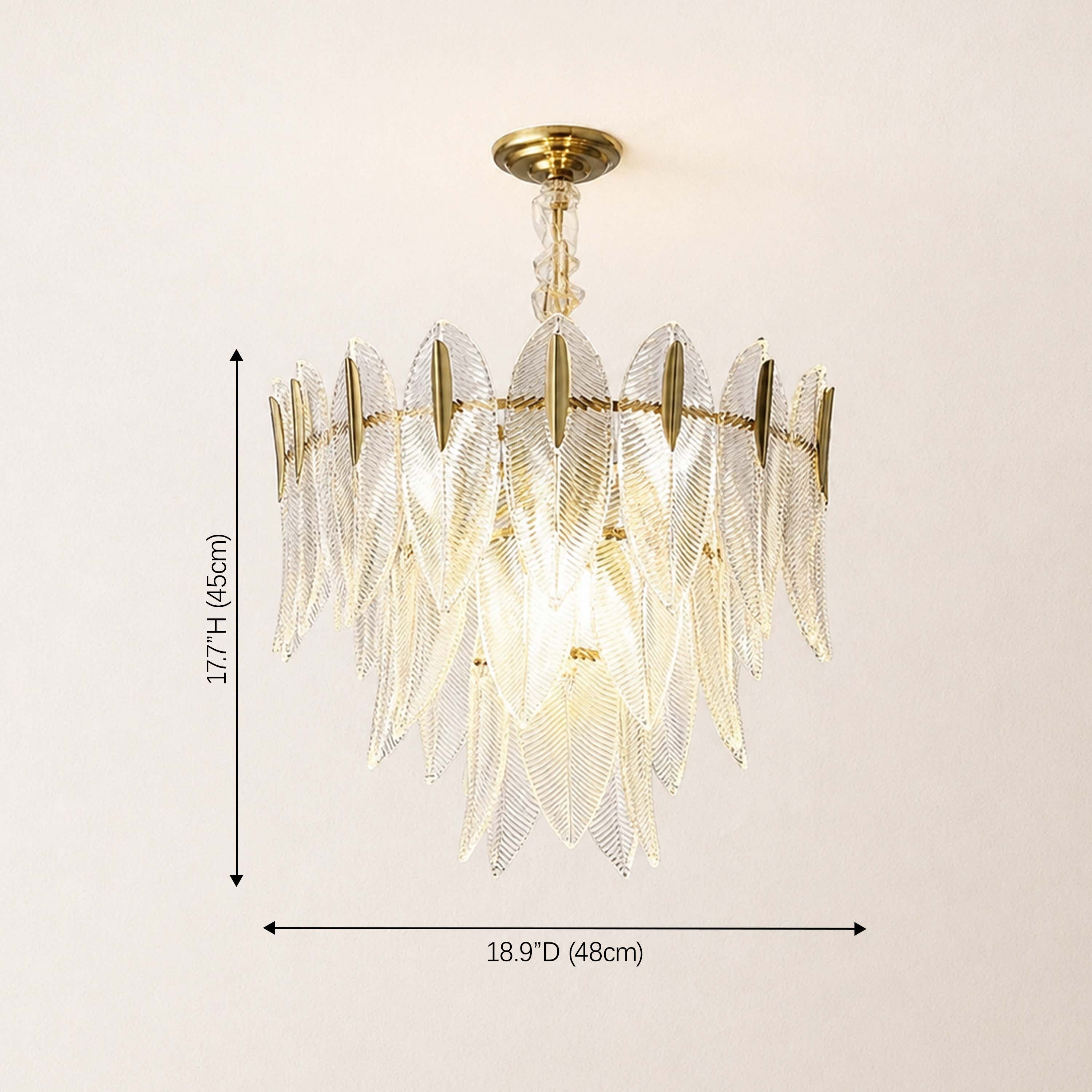 Marilyn Glass Feathers Round Chandelier