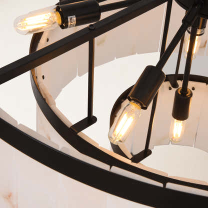 Solmare Alabaster Round Chandelier 34"#Finish_Black
