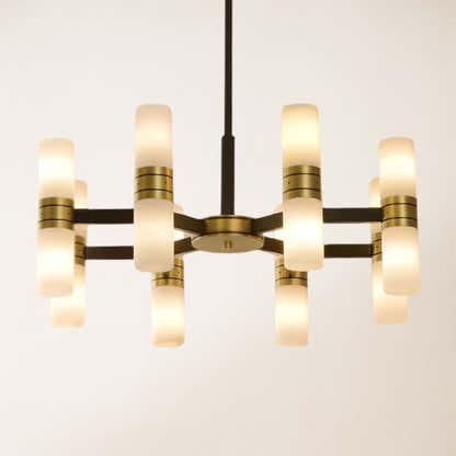 Runder Kronleuchter „Moral“ aus Alabaster, 25 Zoll Durchmesser