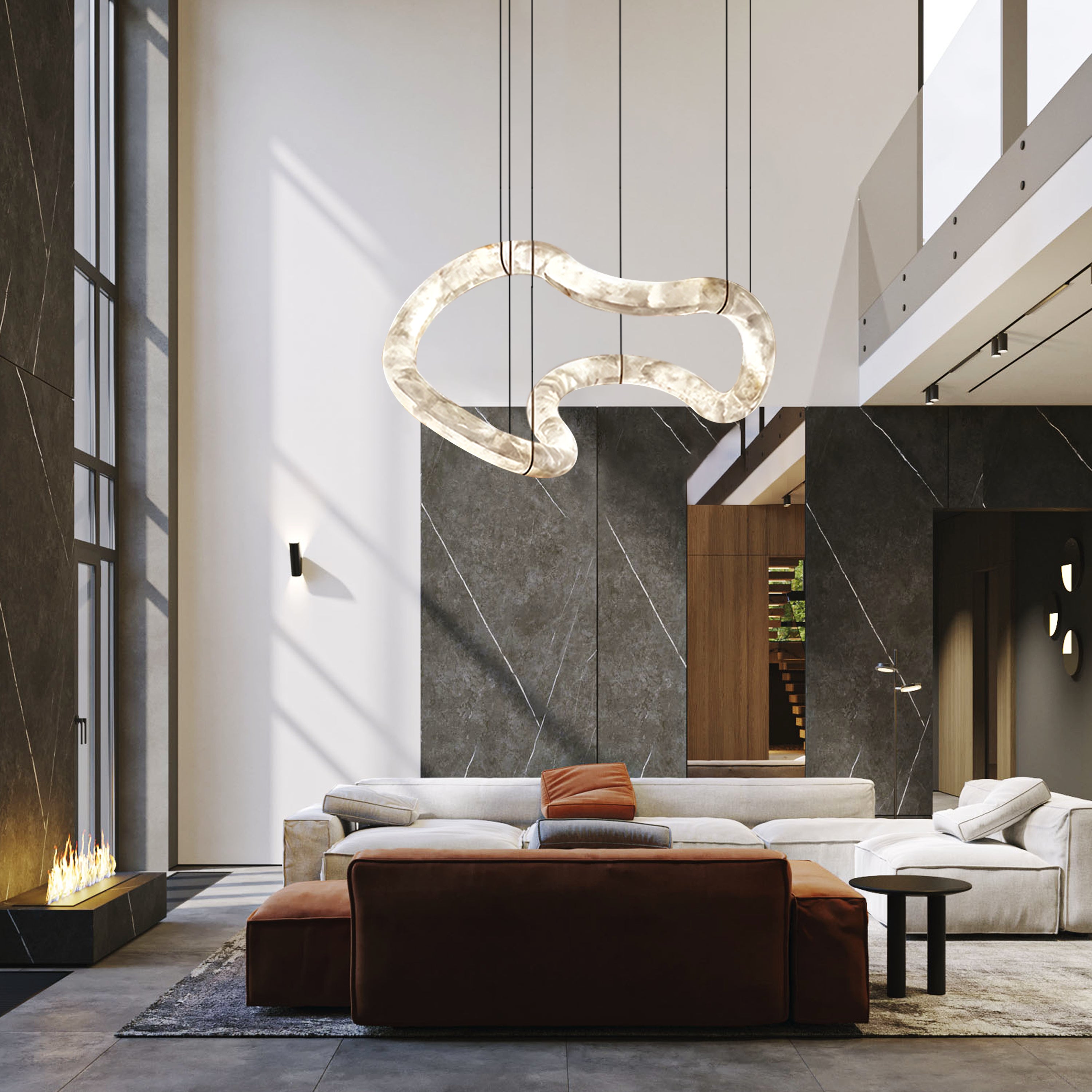 Symmetrischer Infinity-Kronleuchter aus Alabaster, 140 cm