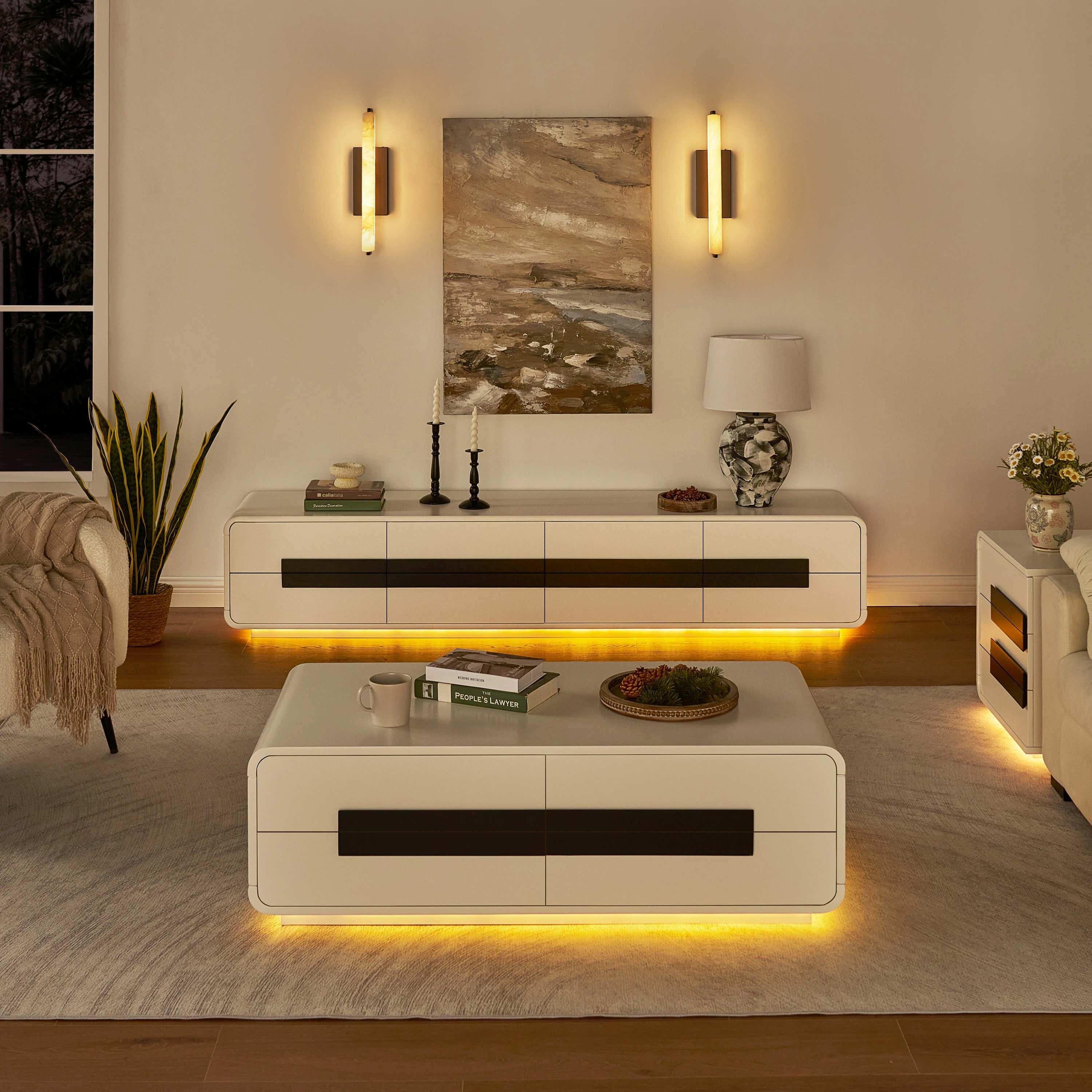 Soren Media Console And Coffee Table Set