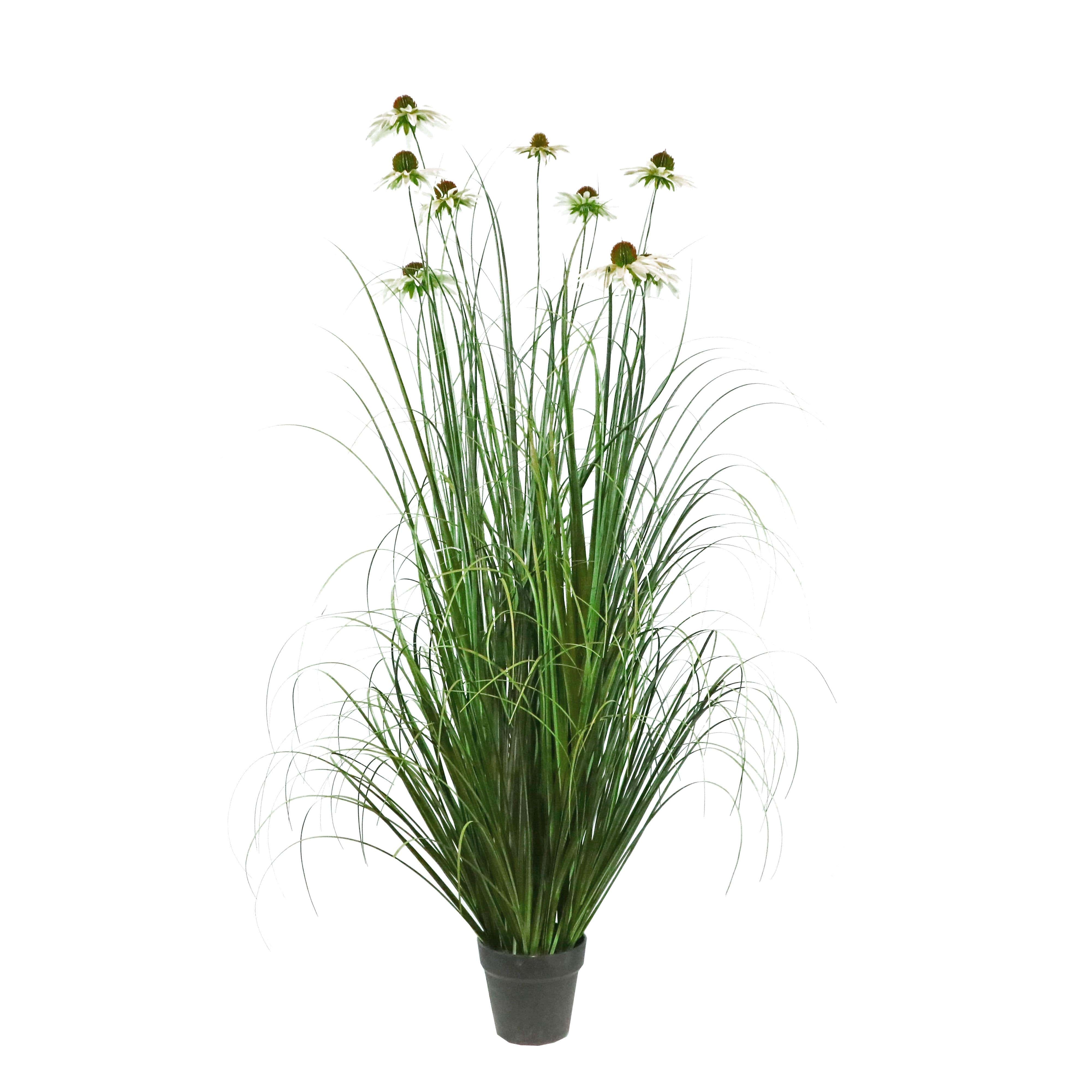 Künstliche 9-köpfige Chrysantheme mit gebogenem Zwiebelgras-Bonsai, 15 cm hoch