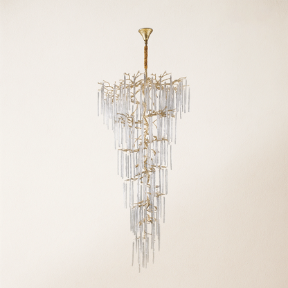 Ice Strip Moderner Treppenkronleuchter mit Kristallbaumzweig, 241,3 cm
