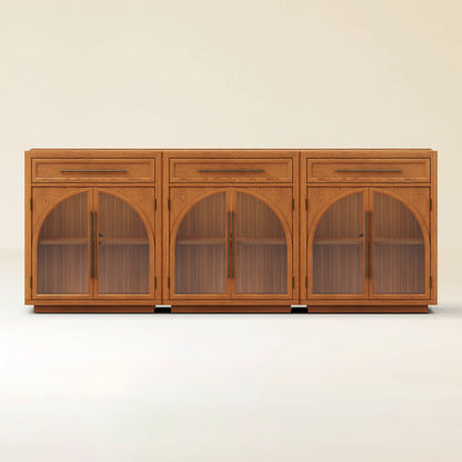 Alvar gewölbtes 96" Sideboard aus Eiche mit Schubladen (3er-Set)