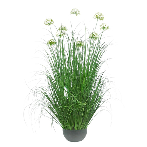 Künstliche 9-köpfige Hortensie mit gebogenem Zwiebelgras-Bonsai, 23,9 cm hoch