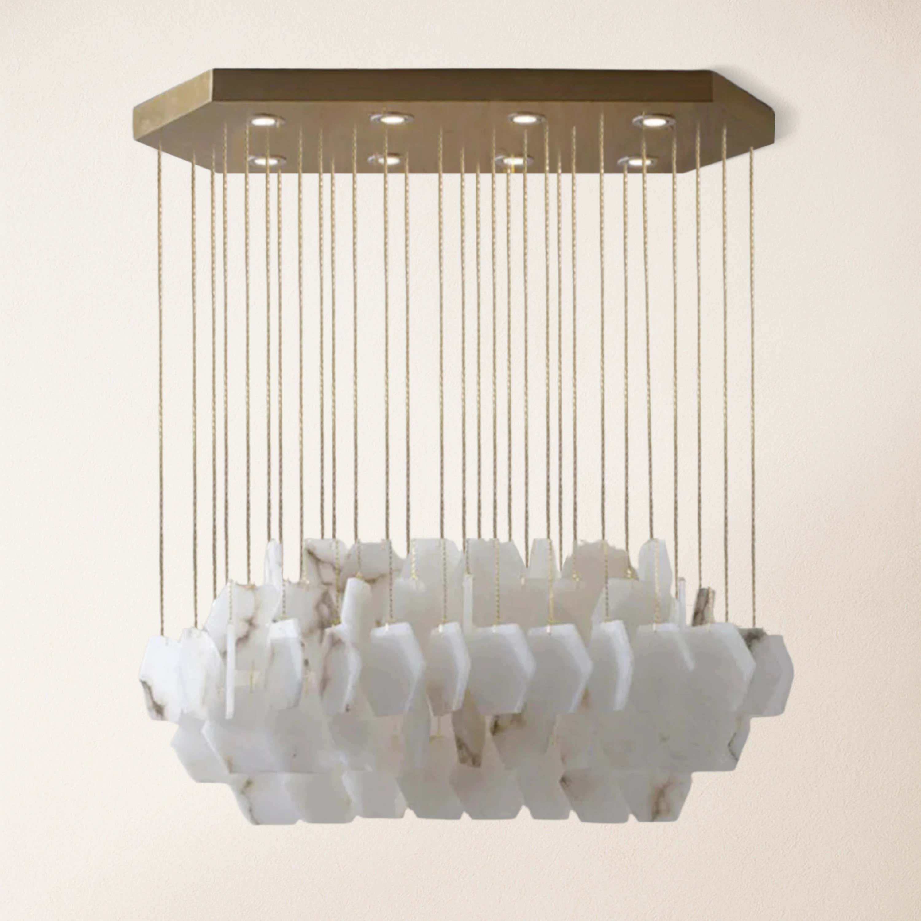 Talan Natural Alabaster Modern Chandelier 32''W#Finish_Gold